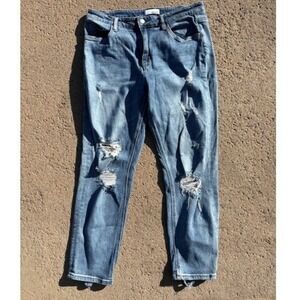 Vervet High Waisted Distressed Slim Fit Jeans Medium Wash V2115YHC Size 30